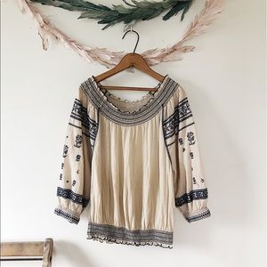 Free People Off Shoulder Tribal Blouse